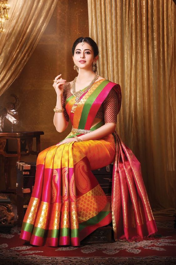 Kanchipuram silk saree with motifs