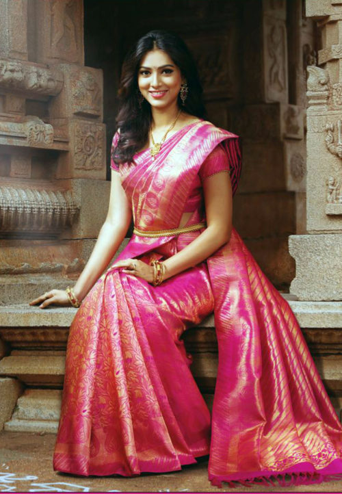 Pink Kanchipuram silk saree