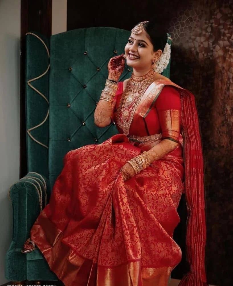 Traditional Indian bridal red saree
