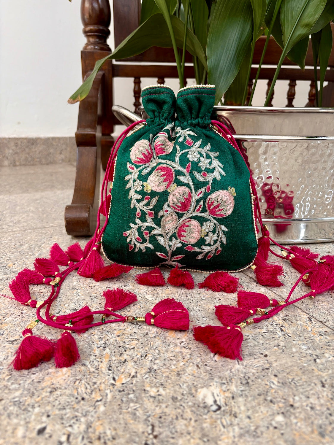 Traditional embroidered potli bag