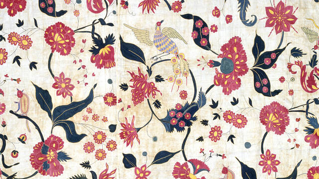 Traditional Indian handloom cotton textile with floral patterns